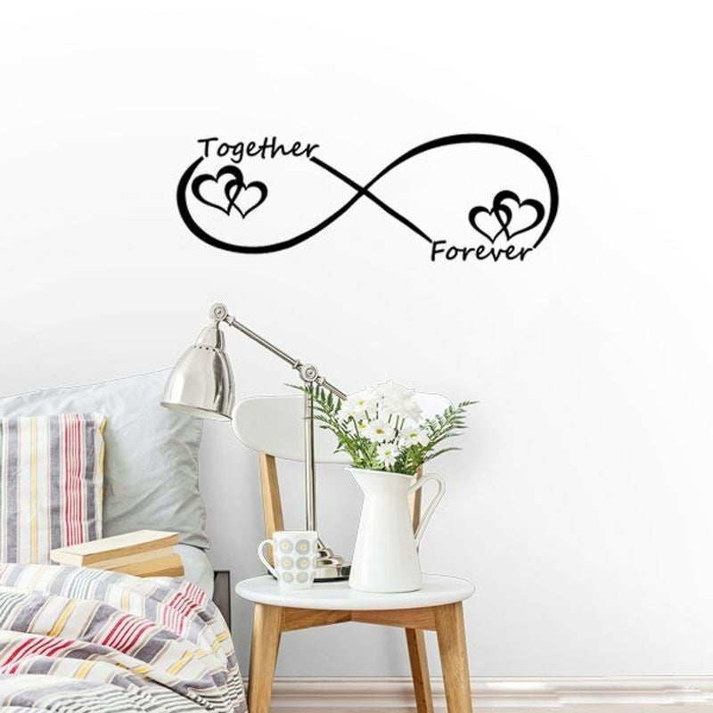 New Fashion  Together Forever Inspirational Quotes Wall Stickers Home Decoration Diy Study Room Bedroom Mural Art Vinyl Decals