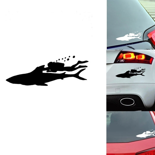 New Fashion  Diver With SHARK Fun Car-styling Vinyl Car Sticker Decals