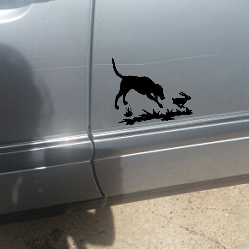 Rabbit And Dog Decal Hunting Window Vinyl Stickers Funny Cartoon Car Decals