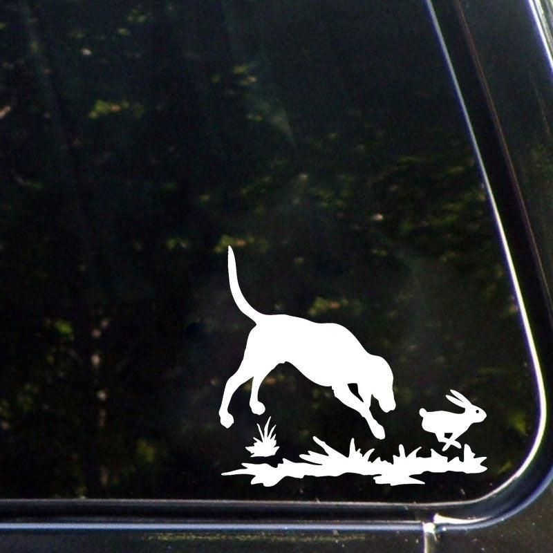 Rabbit And Dog Decal Hunting Window Vinyl Stickers Funny Cartoon Car Decals