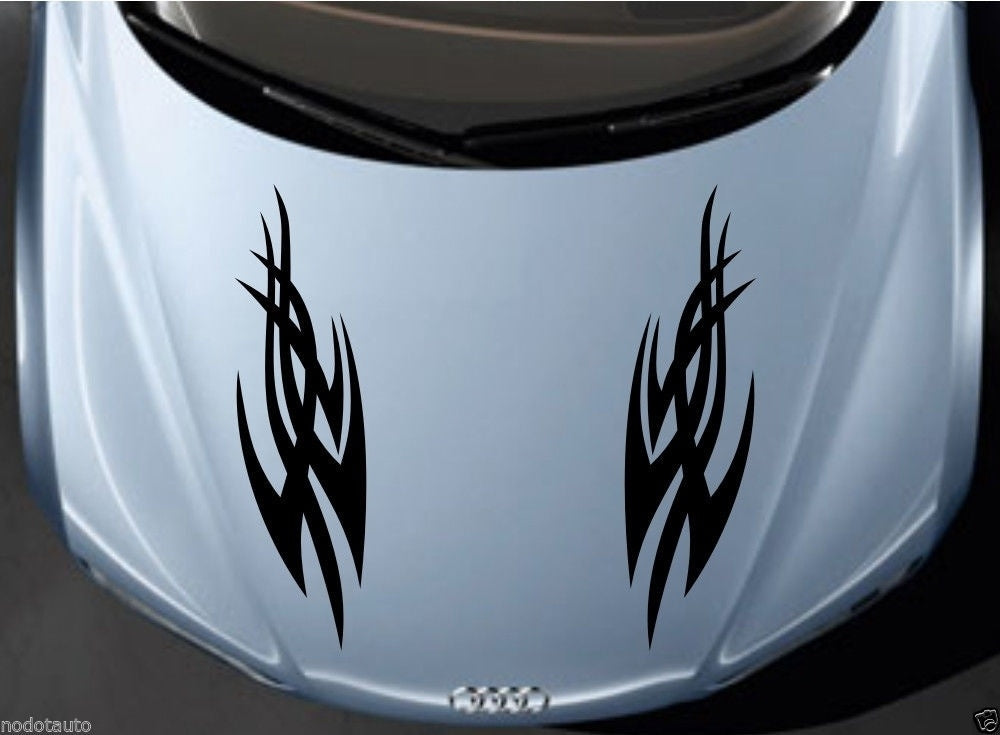 High-quality Car Racing Cross stripes 7.5''x28'' Hood Bonnet sticker 2pcs
