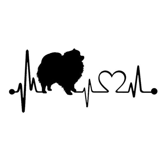 New Fashion   Pomeranian Heartbeat Dog Car Stickers  Vinyl Decal Car Styling Bumper Decoration