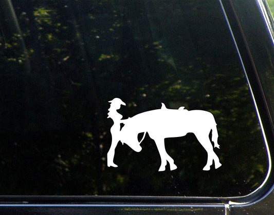 High-quality    Cowgirl With Horse Die Cut Decal For Windows, Cars, Trucks, Laptops, Etc.