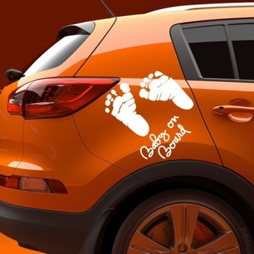 High-quality  Cute Footprint Baby on Board Car Window Sticker Decal Decoration
