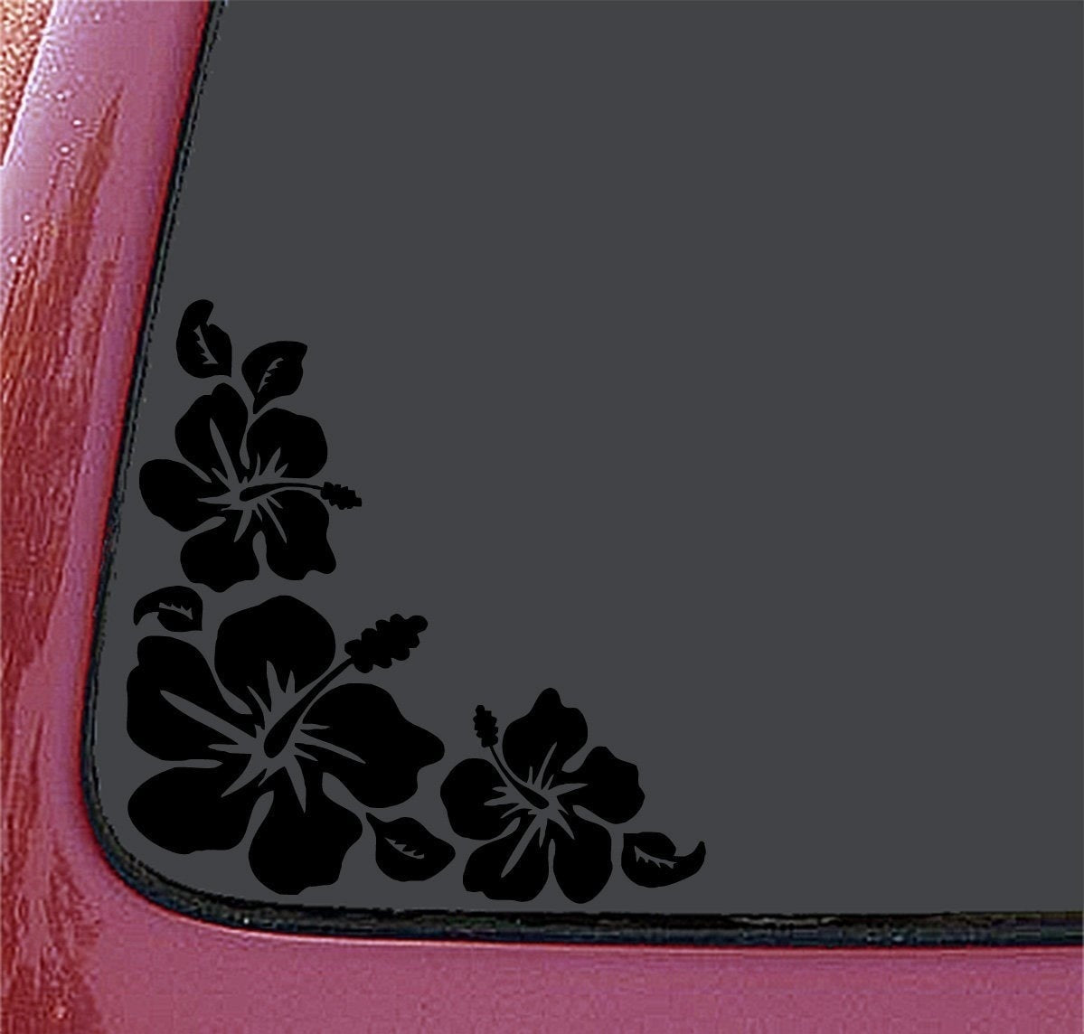New Hot   Hibiscus Corner - Car Vinyl Decal Sticker - Left
