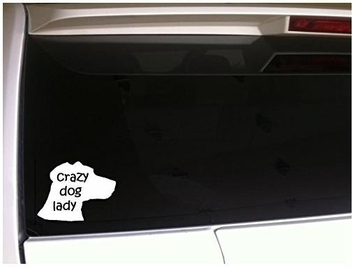 New Fashion   Crazy Dog Women 6" Vinyl Sticker Decal  Pets Animals Adoption Rescue Shelter Dogs Puppies Funny Laptop