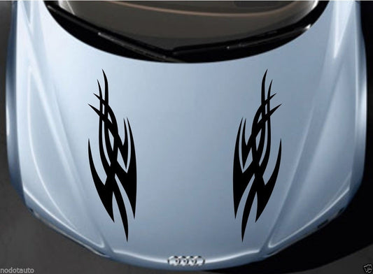 High-quality Car Racing Cross stripes 7.5''x28'' Hood Bonnet sticker 2pcs