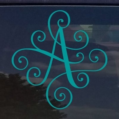 Hot CUSTOM ELEGANT SCROLL VINE NAME LETTER VINYL DECAL / BUMPER STICKER FOR CARS LAPTOP MONOGRAM