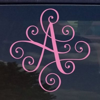Hot CUSTOM ELEGANT SCROLL VINE NAME LETTER VINYL DECAL / BUMPER STICKER FOR CARS LAPTOP MONOGRAM