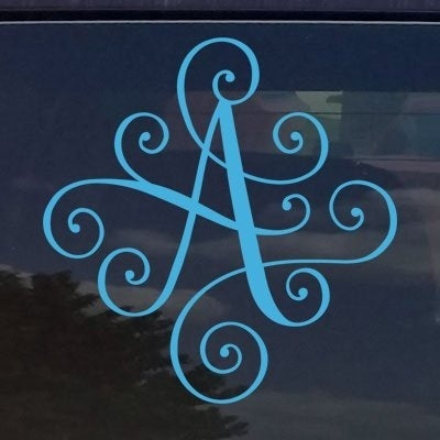 Hot CUSTOM ELEGANT SCROLL VINE NAME LETTER VINYL DECAL / BUMPER STICKER FOR CARS LAPTOP MONOGRAM