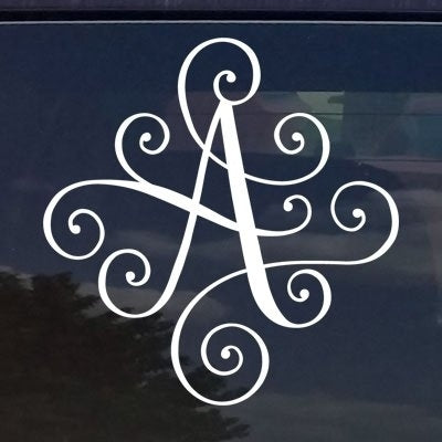 Hot CUSTOM ELEGANT SCROLL VINE NAME LETTER VINYL DECAL / BUMPER STICKER FOR CARS LAPTOP MONOGRAM