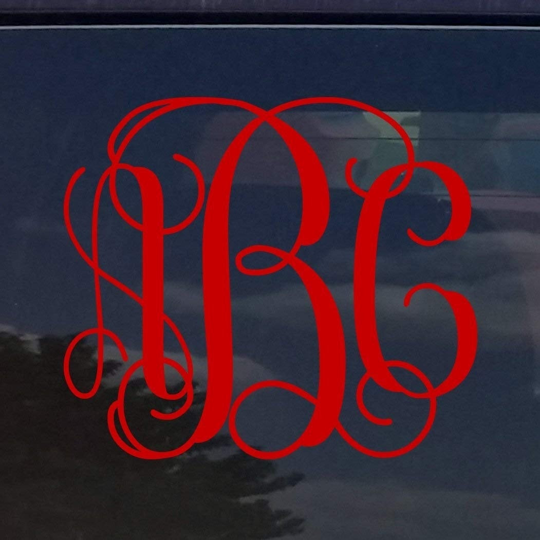 New Fashion CUSTOM VINE MONOGRAM INITIALS VINYL DECAL / BUMPER STICKER FOR CARS LAPTOP