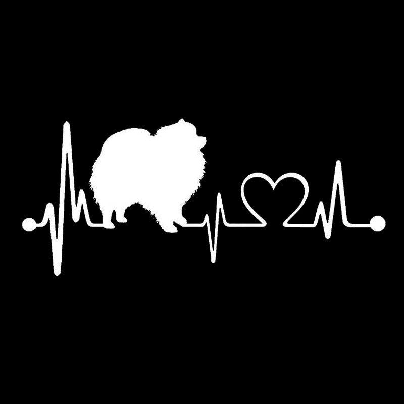 New Fashion   Pomeranian Heartbeat Dog Car Stickers  Vinyl Decal Car Styling Bumper Decoration