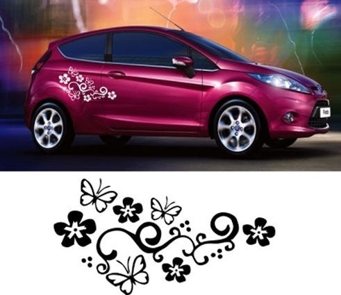 New Fashion Cover Scratches Flower Vine Butterfly Lace Car Personality  Landscaping PVC Car Sticker