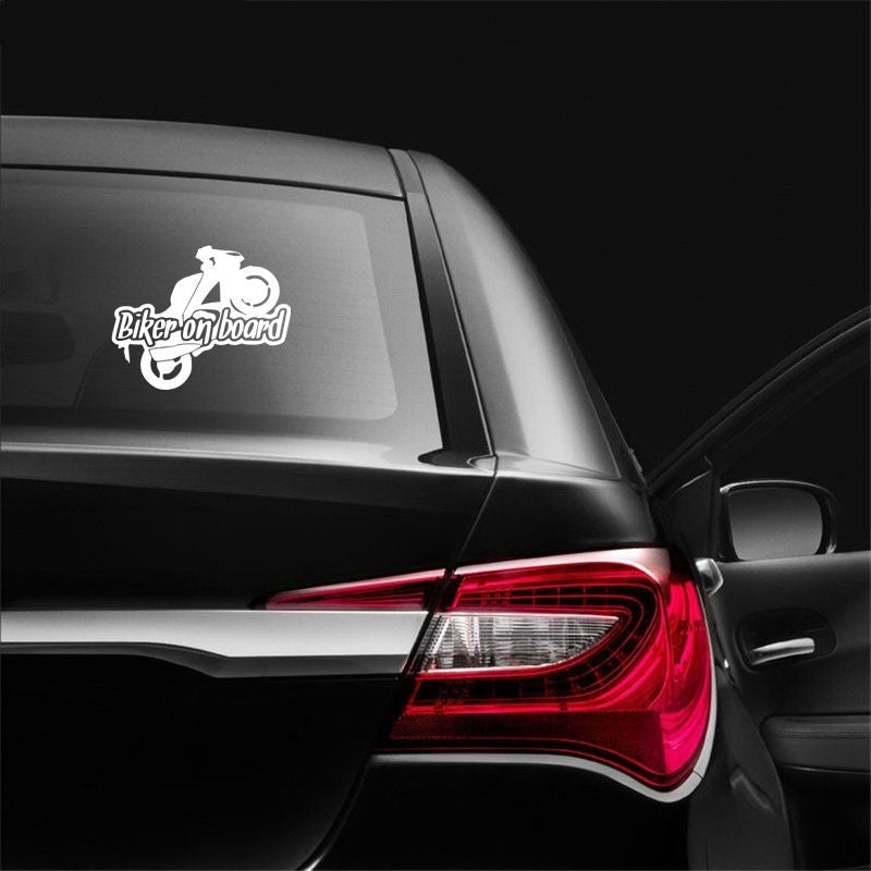 New Fashion  12.2cm*15cm Biker on Board  Motorcycle Sticker Auto Sticker Car Stickers Removable 6 Colors