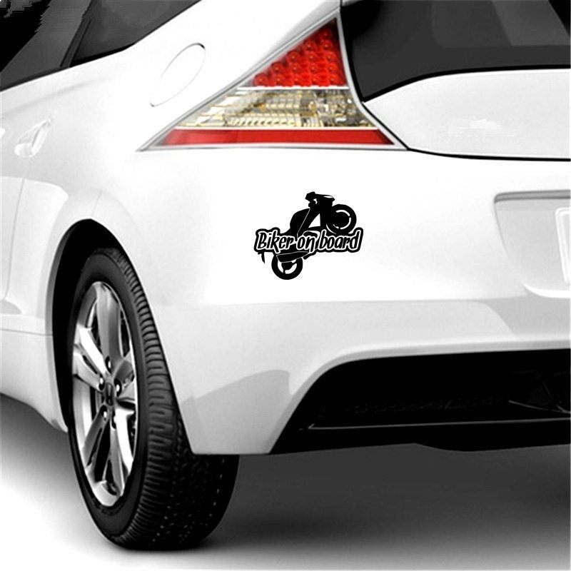 New Fashion  12.2cm*15cm Biker on Board  Motorcycle Sticker Auto Sticker Car Stickers Removable 6 Colors