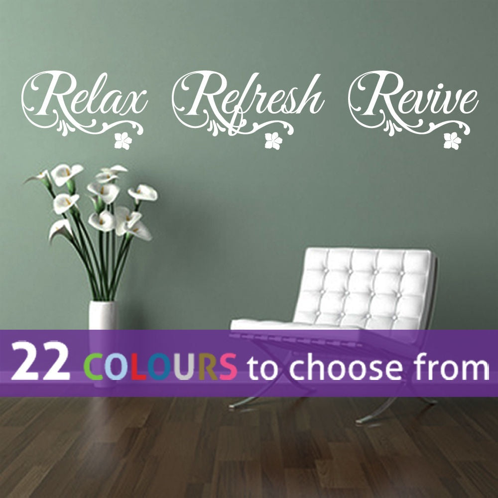 Détails sur  Détendez-vous rafraîchir Revive Citation Autocollant Mural Art Décalque Spa Salle de Bain Nail Salon de beauté- afficher le titre d'origine