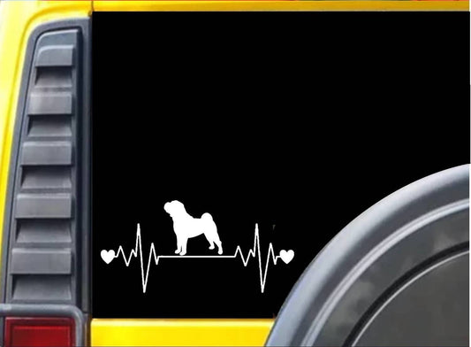 New Hot   Shar-Pei Lifeline 8 Inch Wide Dog Heartbeat Sticker Decal Car Sticker