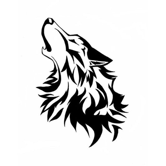 New Brand   12.8*17.8CM Cute Intoxicated Howling Wolf  Car Sticker Vinyl Car Bumper Decal Black/Silver S1-2317