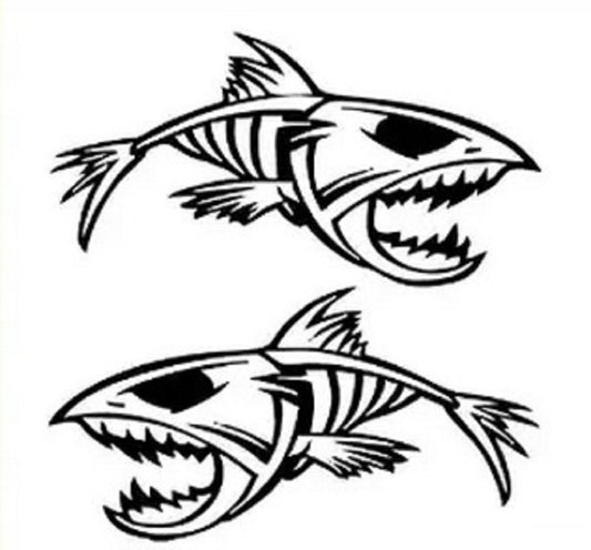 High-quality    2Pcs/lot Mouth to Mouth Skeleton Tribal Fish Vinyl Decal Kayak Fishing Car Truck Boat Stickers Car Window Bumper Car Accessories