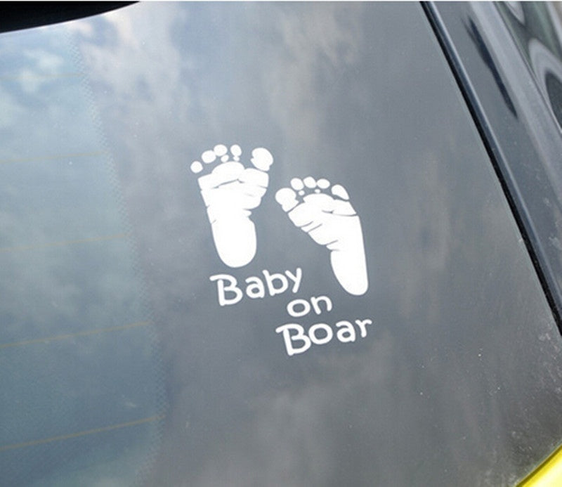 New Brand  1pcs Car Stickers Cool Cute Baby on Board Car Styling Motorcycle Sticker Vinyl Decal Waterproof Footprint Car Accessory