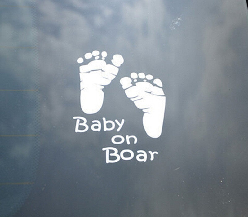 New Brand  1pcs Car Stickers Cool Cute Baby on Board Car Styling Motorcycle Sticker Vinyl Decal Waterproof Footprint Car Accessory