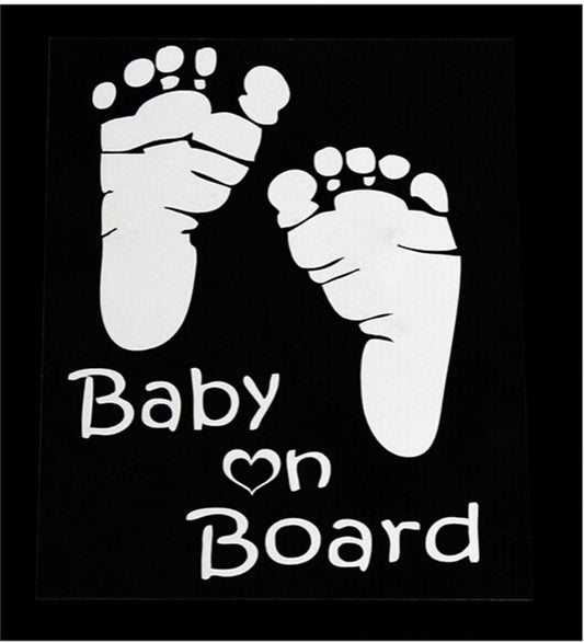 New Brand  1pcs Car Stickers Cool Cute Baby on Board Car Styling Motorcycle Sticker Vinyl Decal Waterproof Footprint Car Accessory