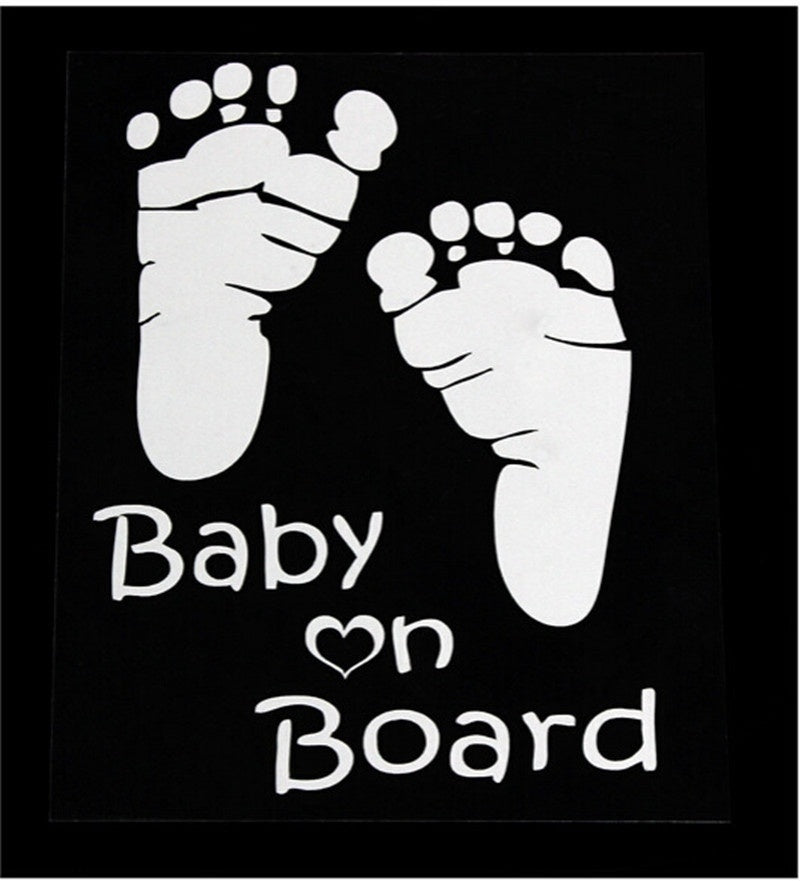 New Brand  1pcs Car Stickers Cool Cute Baby on Board Car Styling Motorcycle Sticker Vinyl Decal Waterproof Footprint Car Accessory