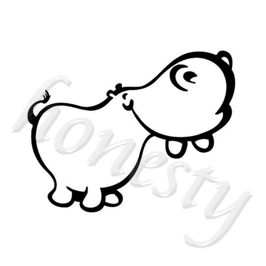14.7*11.5cm Hippopotamus Window Glass Car Sticker Laptop Truck Black Vinyl Decal Stickers