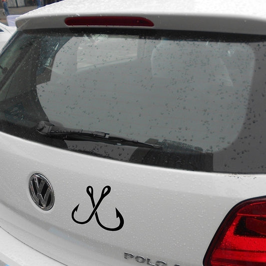 New Fashion  Ice Fishing Boat Hooks Like Classic Cross ATV Flag Car Stickers for SUV Truck Window Bumper Kayak Car Decor Vinyl Decal 4 Color