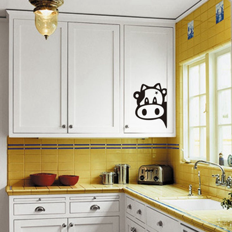 Funny Cow Kitchen Fridge Sticker Vinyl Decals Wall Tiles Cabinets Home Decor