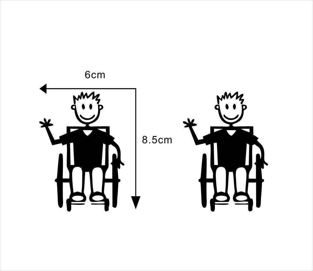 New Hot  MY STICK FIGURE FAMILY Car Window Stickers B14 Boy Wheelchair Assisted Removable Decoration Waterproof