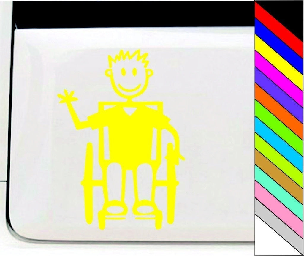 New Hot  MY STICK FIGURE FAMILY Car Window Stickers B14 Boy Wheelchair Assisted Removable Decoration Waterproof