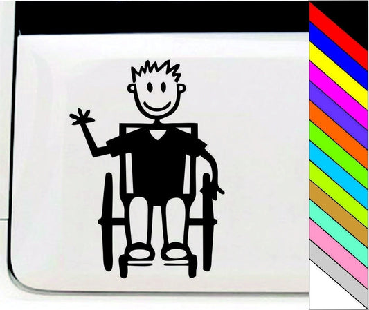 New Hot  MY STICK FIGURE FAMILY Car Window Stickers B14 Boy Wheelchair Assisted Removable Decoration Waterproof