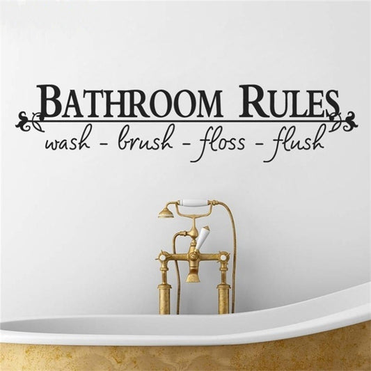 Hot   Bathroom Rules Quotes Stickers Home Decoration Creative Decals Removable Vinyl Wall Stickers Bedroom Living Room Murals