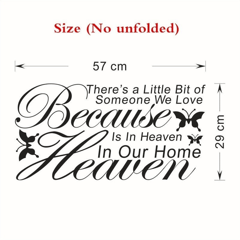 New Brand ZooYoo Original Because Someone We Love Is In Heaven Vinyl Wall Art Decals Quotes Sayings Words Home Decor
