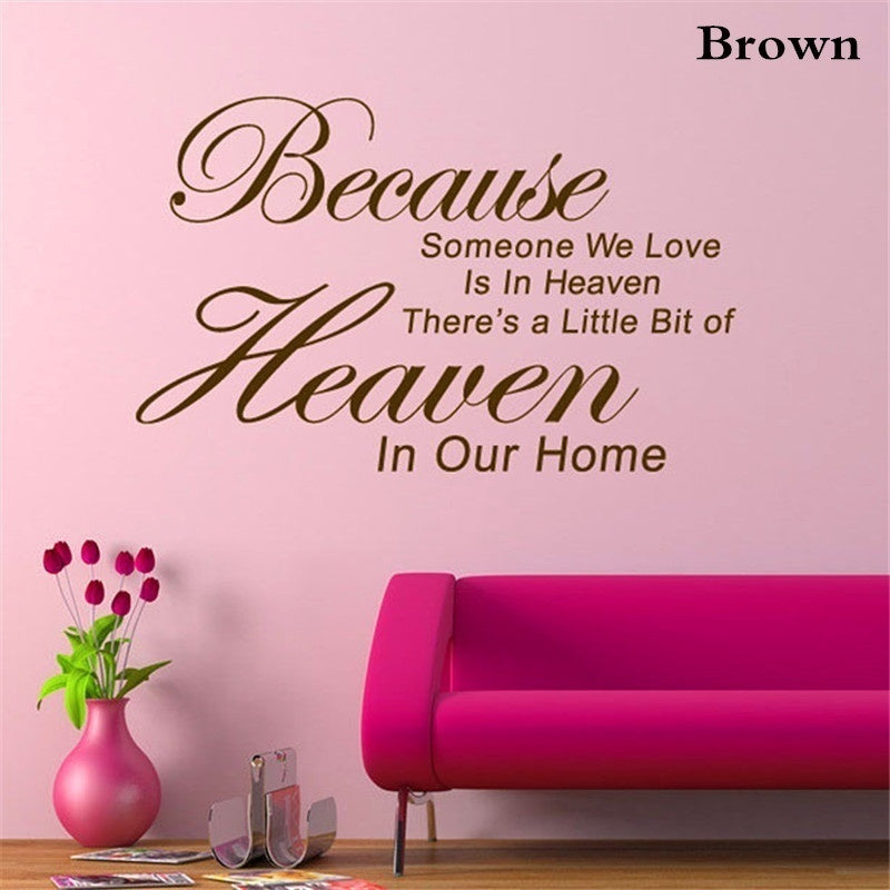New Brand ZooYoo Original Because Someone We Love Is In Heaven Vinyl Wall Art Decals Quotes Sayings Words Home Decor