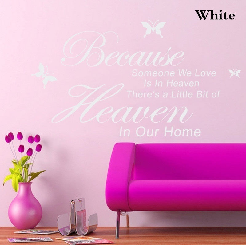 New Brand ZooYoo Original Because Someone We Love Is In Heaven Vinyl Wall Art Decals Quotes Sayings Words Home Decor