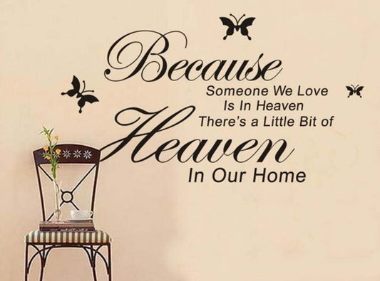 New Brand ZooYoo Original Because Someone We Love Is In Heaven Vinyl Wall Art Decals Quotes Sayings Words Home Decor