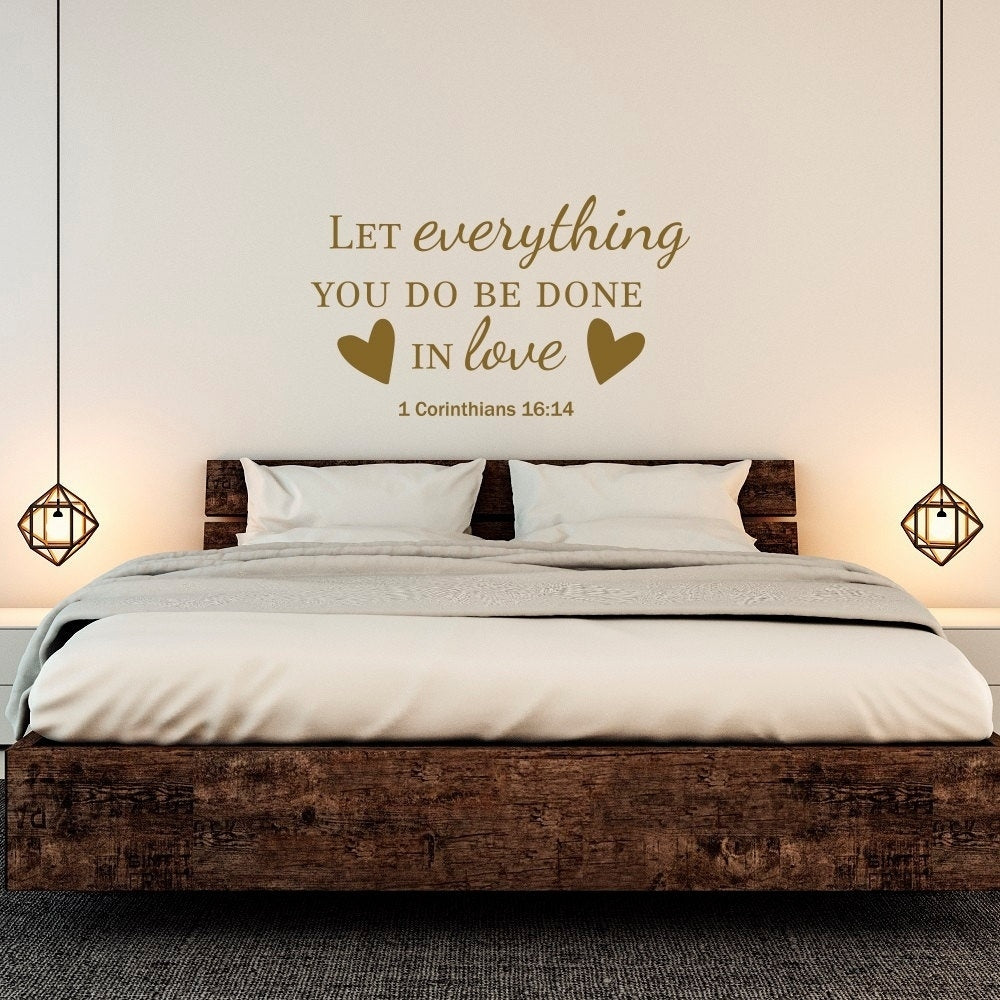 Hot  Bible Verse Quotes Wall Decal Let Everything You Do Be Done With Love Vinyl Lettering Bedroom Love Quotes Wall Art Valentine's Day Gift