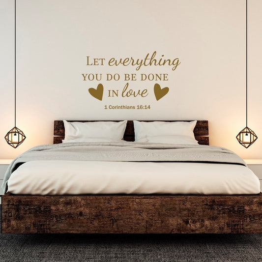 Hot  Bible Verse Quotes Wall Decal Let Everything You Do Be Done With Love Vinyl Lettering Bedroom Love Quotes Wall Art Valentine's Day Gift