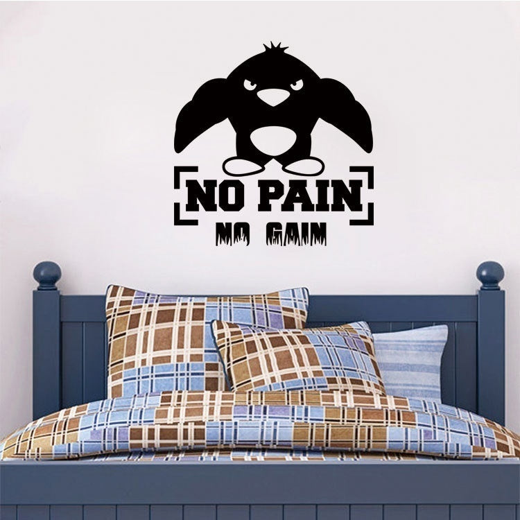 Fashion   Gym Wall Sticker No Pain No Gain Fitness Sports Muscled Bodybuilding Vinyl Decal