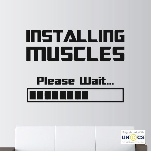 High-quality Installing Muscles Funny Gym Fitness Weights Wall Art Stickers Decals Vinyl Home