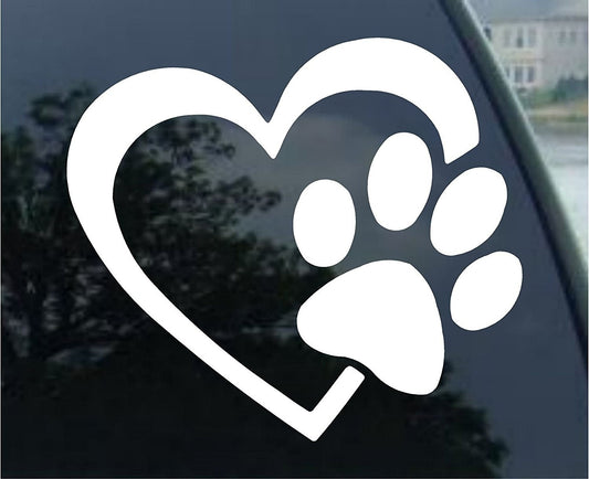 New Fashion   HEART with DOG PAW Puppy Love Vinyl Decal Window Sticker