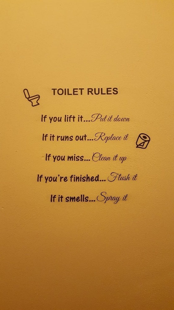 Fashion   Toilet Rules Bathroom Toilet Wall Sticker Vinyl Art Decals DIY Home Decoration