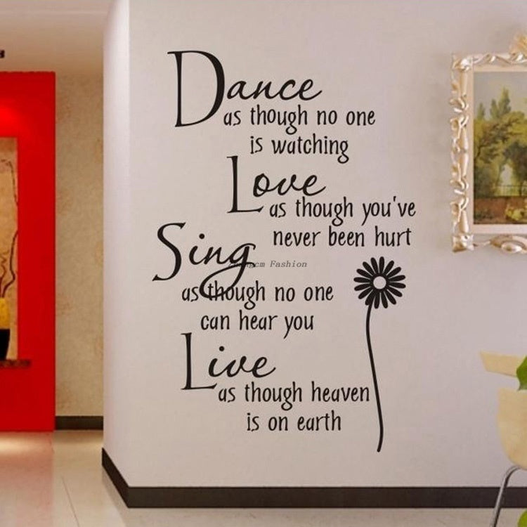 2018 NEW      Home Decoration Dance Love Sing Live Wall Sticker Quotes Decals Removable Stickers Decor Vinyl Art Stickers