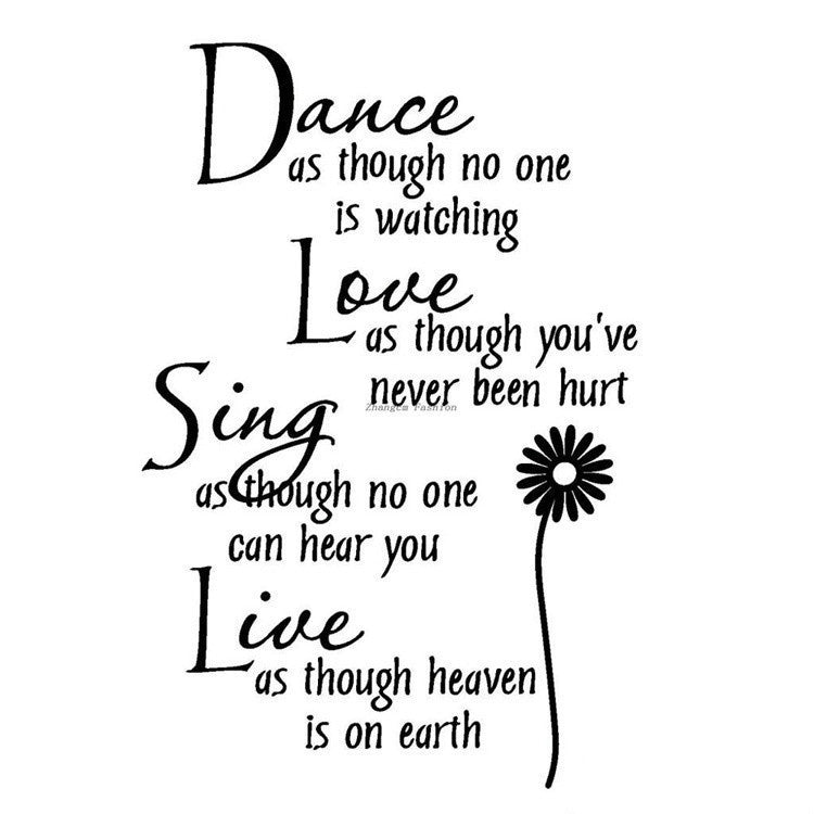2018 NEW      Home Decoration Dance Love Sing Live Wall Sticker Quotes Decals Removable Stickers Decor Vinyl Art Stickers