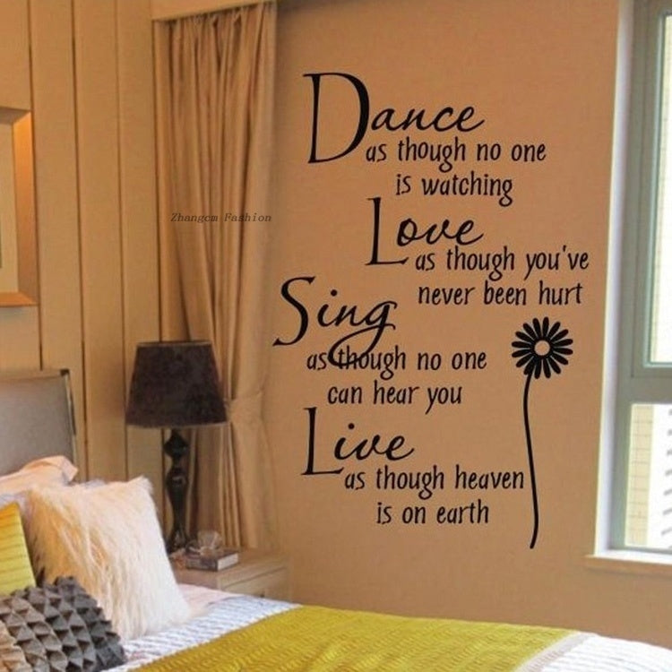 2018 NEW      Home Decoration Dance Love Sing Live Wall Sticker Quotes Decals Removable Stickers Decor Vinyl Art Stickers