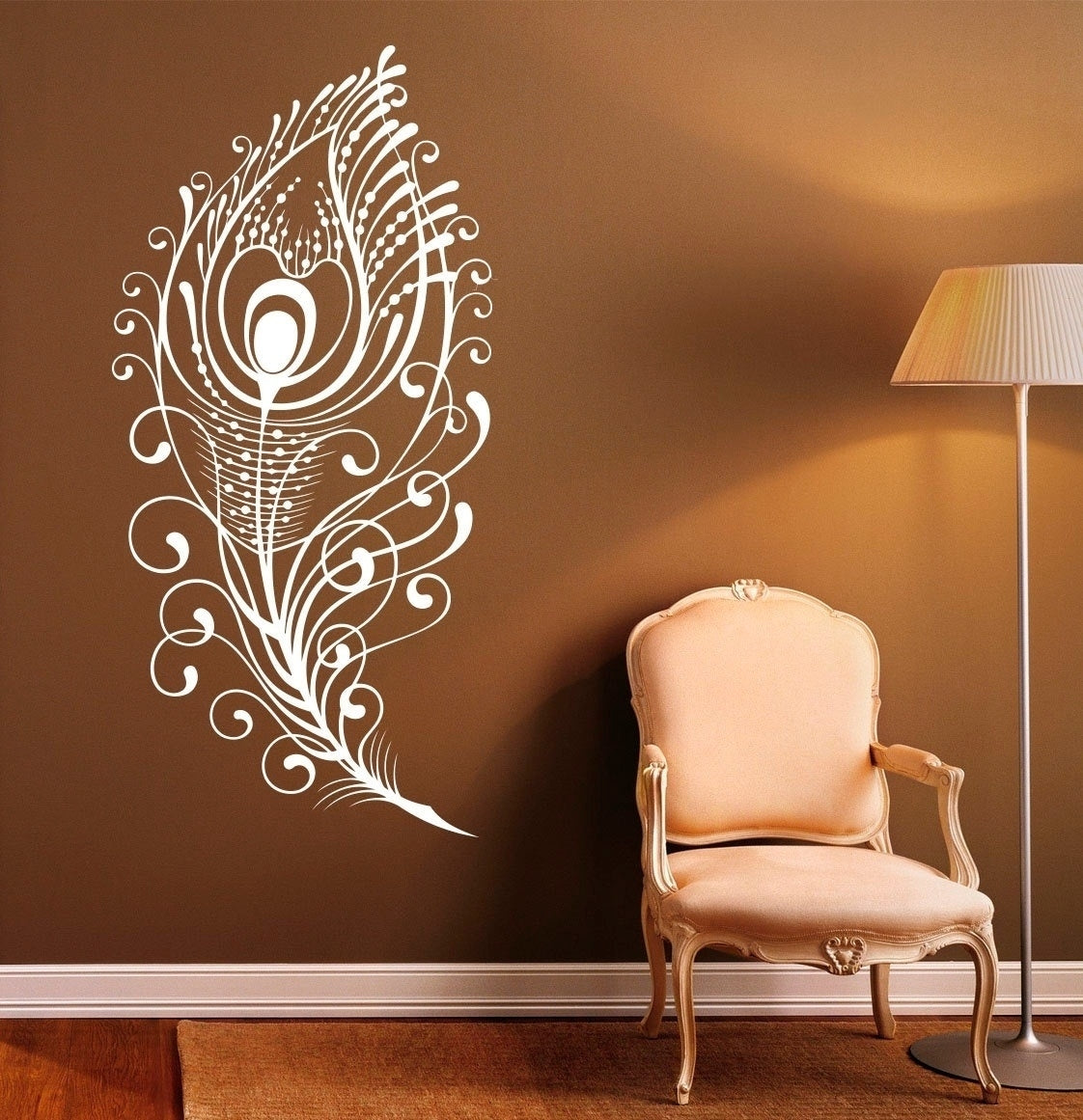 New Brand  Peacock Feather Wall Decal Vinyl Stickers Bird Plumage Patterns Home Interior Design Art Murals Bedroom Wall Decor