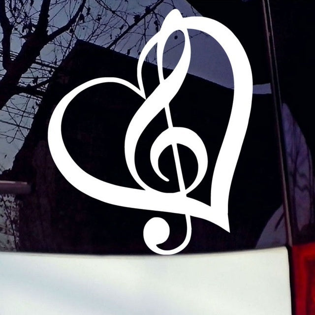 New Brand   TREBLE CLEF HEART Vinyl Decal Sticker Car Window Wall Bumper Music Symbol Guitar